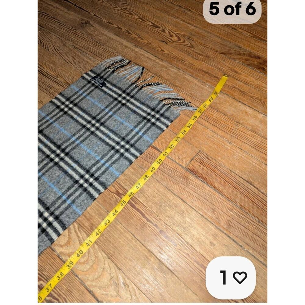 Burberry London Cashmere scarf blue grey cream - Picture 6 of 7